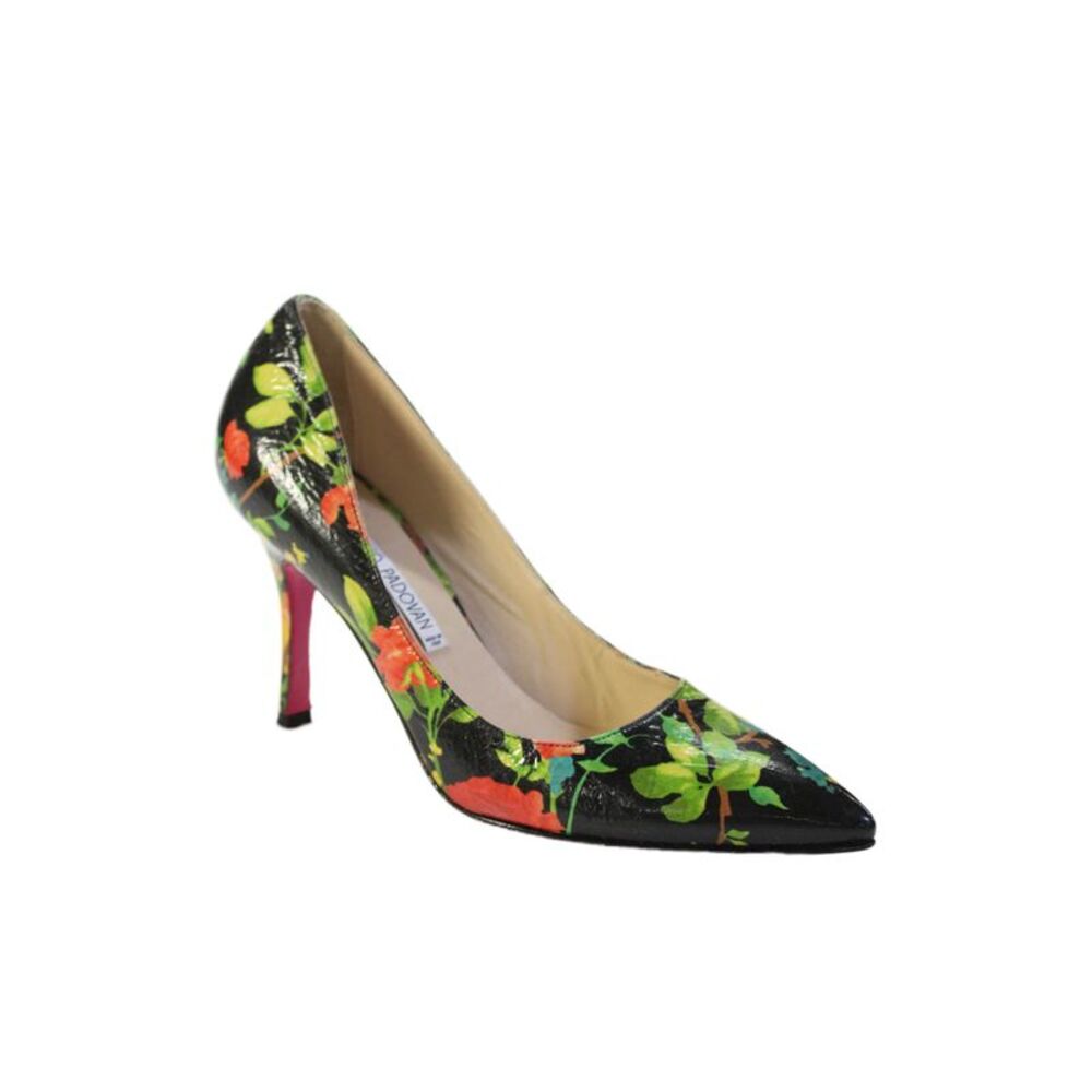 Luciano Padovan Womens Floral Print Pointed Toe Pumps Black Size 37 7
